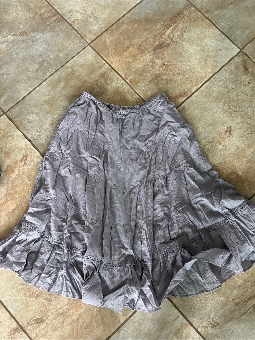 Free People Gray Tiered Ruffle Skirt